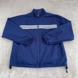 Vintage Adidas Jacket Men XL Blue Reversible Full Zip Pockets Tri Stripe Outdoor